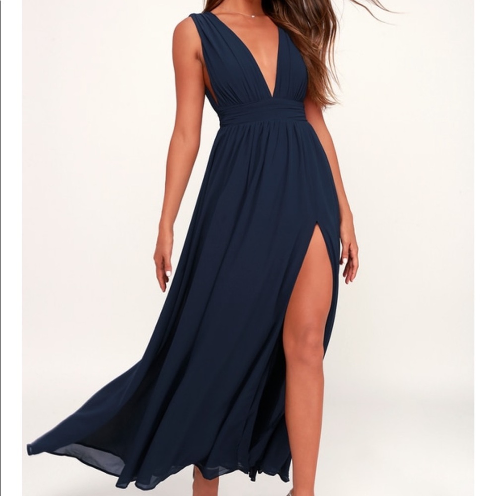 Lulus Heavenly Hues Navy Blue Maxi Dress